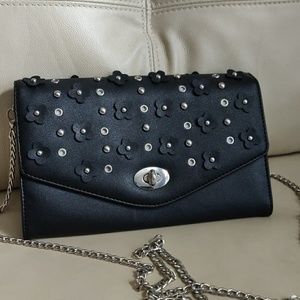 Catherine Malandrino black 3D flower clutch